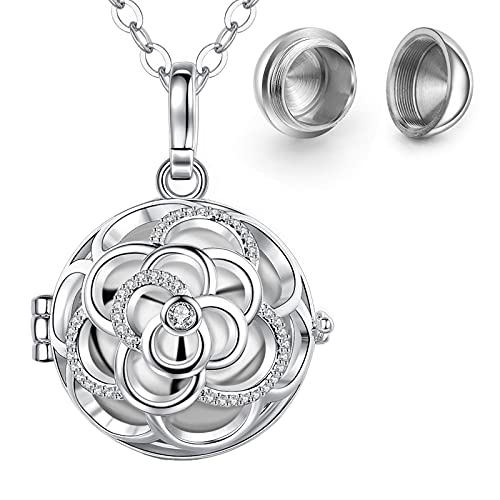 INFUSEU Collier Urne, Urnes Pour Collier De Cendres Bijoux Une Rose Pendentif De CréMation Argent Plaqué Cadeaux ComméMoratifs Chapeau Haut De Forme Collier Fausse Couche Souvenir Cadeaux Cover