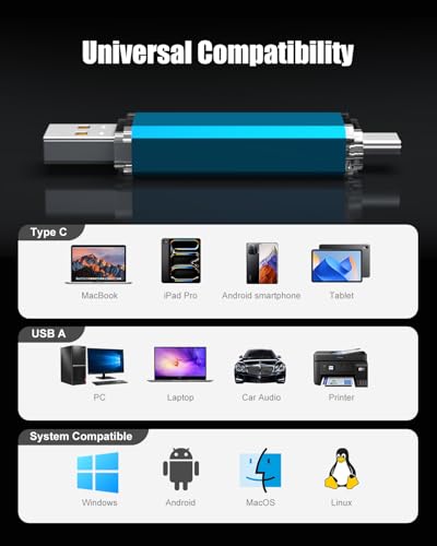 Image of KOOTION USB-C Flash Drive 128GB 2 in 1 USB 3.0 /USB Type C Thumb Drive High Speed up to 90 MB /s Dual OTG Thumb Drive USB Stick for Samsung, Xiaomi, Oneplus, MacBook, Chromebook Pixel etc.