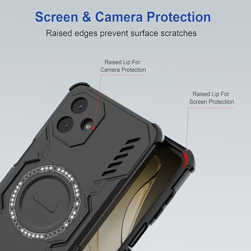 Image of Zapcase Back Case Cover for Samsung Galaxy A06 5G | MagSafe Case with Built-in Metal Ring | Supports MagSafe Charger, Wallet & Car Mount | Shockproof Hybrid PC + TPU | Black