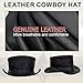 RiderVibe Black Top Hat Fashion Gentleman Hat, Leather Deadman Top Man Cowboy Hats (XL, Black)