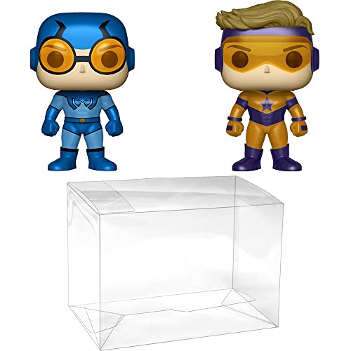 Blue Beetle &Amp; Booster Gold (Px Exc): P O P ! Heroes Vinyl Figurine Bundle With 1 Compatible Protector (23385 - B)