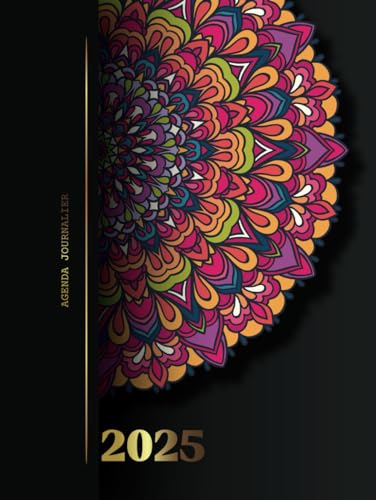 Agenda journalier 2025: Planificateur quotidien grand, 12 mois de Janvier à Décembre, 1 page par jour avec horaires