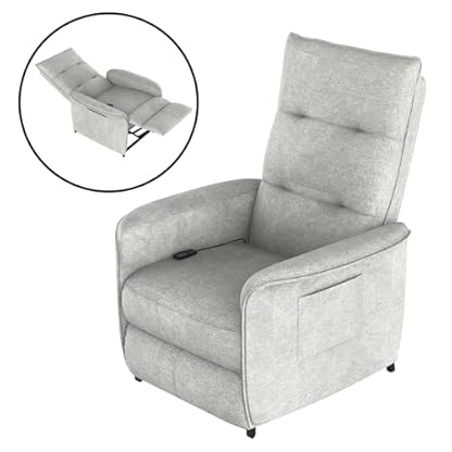 [en.casa] Elektrischer Sessel Relaxsessel mit Liegefunktion Elektronisches Einzelsofa Polstersessel Liegesofa Fernsehsessel Savukoski 102x58x81cm Hellgrau – Bild 6