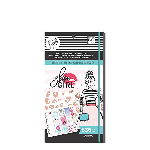 Image of me & my BIG ideas Accessory Book Bundle - The Happy Planner Scrapbooking Supplies - Glam Girl Theme - 4 Sticky Note Pads & 1 ListPad - Multi-Color & Gold Foil Stickers - 20 Sheets, 636 Stickers Total