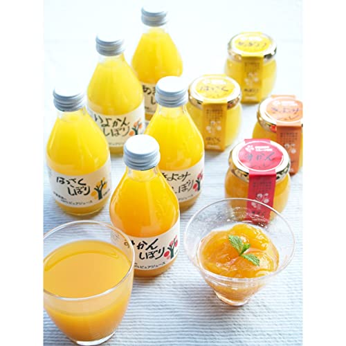 和歌山 「伊藤農園」 柑橘ジュース&寒天ジュレセット 100%ピュアジュース 180ml×5(みかんしぼり、きよみしぼり、いよかんしぼり、はっさくしぼり、あまなつしぼり 各1本) ピュアフルーツ寒天ジュレ(みかん、きよみ、はっさく、あまなつ 各1個)