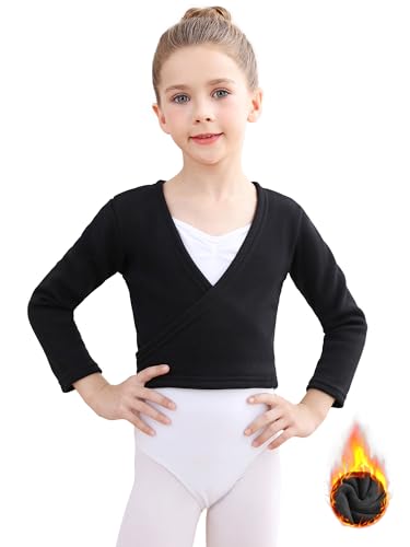 Ballet Wrap Top Girls Ballerina Sweater Fleece Dance Shrug Cardigan Long Sleeve