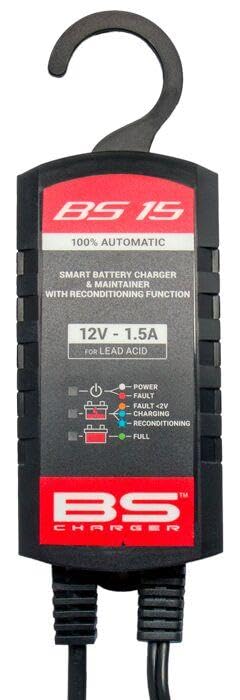 Chargeur Batterie Intelligent BS Battery BS15 12V 1.5A - Moto, Scooter, Quad, Jet-Ski