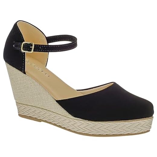 Sandália Anabela Plataforma Salto Médio Feminina (Preto, BR, Adulto, Numérico, 37)