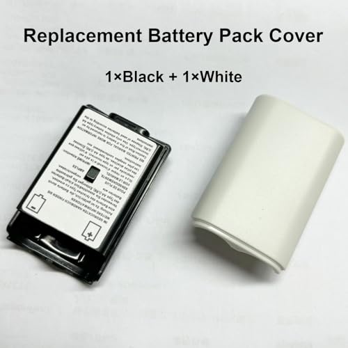 Image of 2 Pcs Battery Cover Case for Xbox 360 Wireless Controller,Battery Pack Cover Shell Case Replacement Repair Part Compatible for Xbox 360(1xBlack, 1xWhite)