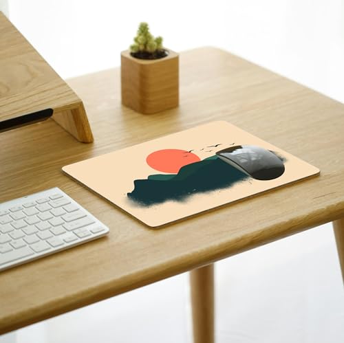 Image of Scenic Landscape Mouse Pad 9 x 7.5 Inch (23 x 19 cm) | Minimalist Mountain Sunset Design | Non-Slip Rubber Base | Smooth Surface | 3mm Thick Mouse Pad for Office, Home & Study