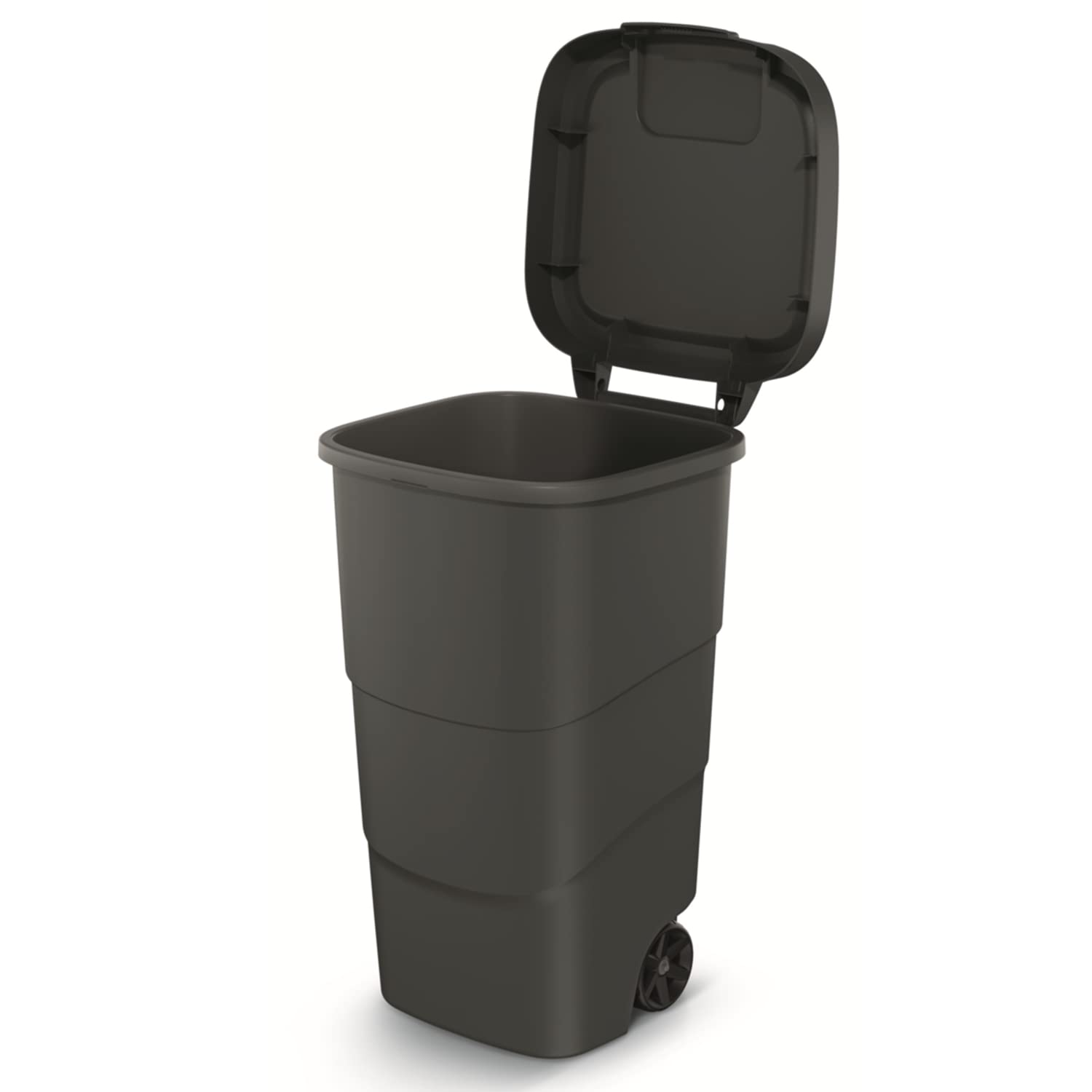 Prosperplast Wheeler - Pattumiera da 110 l, con ruote e coperchio, in plastica, colore: Nero