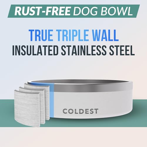 Coldest Dog Bowl - Anti Rust Metal, Non Slip, 3 Layers Insulated Stainless Steel Dog Bowls - Spill Proof & Heavy Duty - Water Bowl for Dogs, Cats & Pets, Dish Washer Safe (42 oz, Epic White) - Image 4
