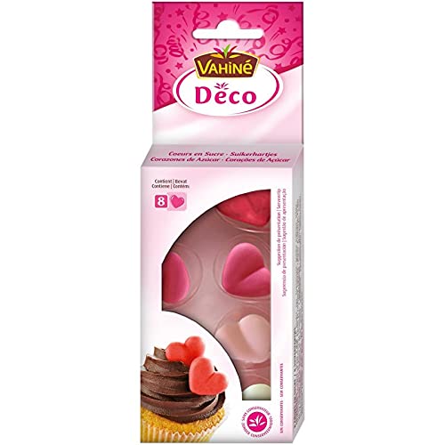 Vahine – Corazones de azúcar 2G – Refina tus postres con estos deliciosos corazones dulces, 4 unidades