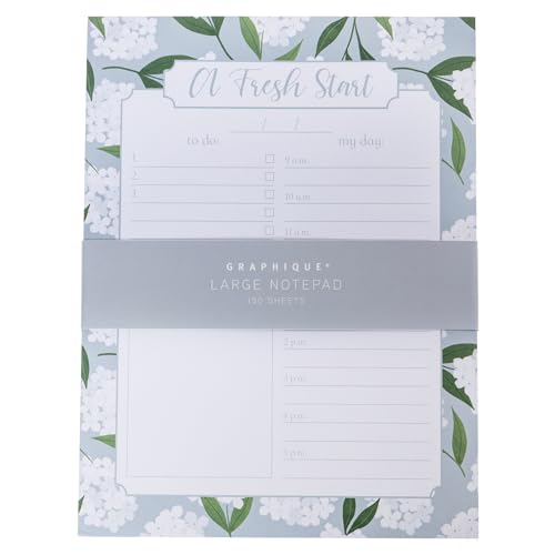 Image of Graphique Daily To-Do List Notepad, 150 Tear-Away Sheets, Floral Task Planner, Daily Organizer with Hourly Schedule, Notes Writing Pad, 6 inch x 8 inch