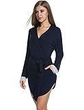 Avidlove Womens Bathrobe Three Quarter Sleeve Robe Cotton Comfort Sleepwear