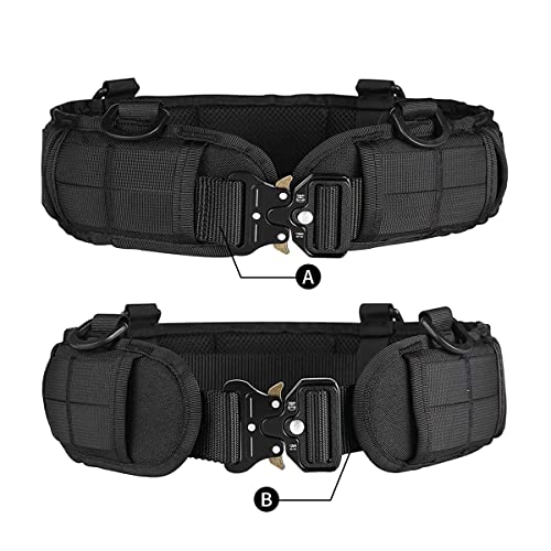 Hlyqe Tactical Battle Belt Set War Belt Condor Belt Military Wasit Belt With Mesh And Lining Thickening Eva Tactical Molle Belt For Shooting War Game Paintball Hunting Sports Outdoor (Black) #TOP5