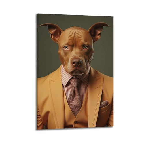 Chien en costume impression sur toile amusante pour creer un salon cosy et elegant