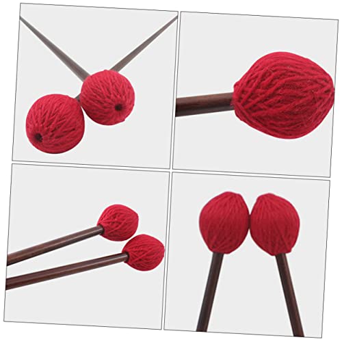 1 par de baquetas para marimba con mango rojo para práctica de tambor de lengüeta, baquetas suaves de hilo para principiantes y profesionales miniatura 6