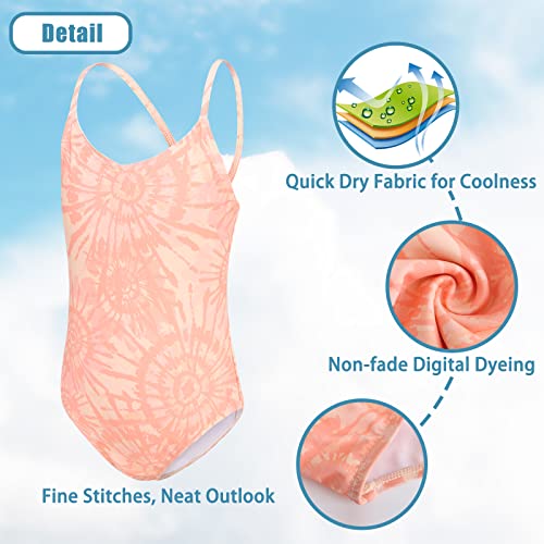 Image of Girls One Piece Swimsuits Tie Dye Bathing Suit for Girls Hawaiian Swimwear 3-16 Years