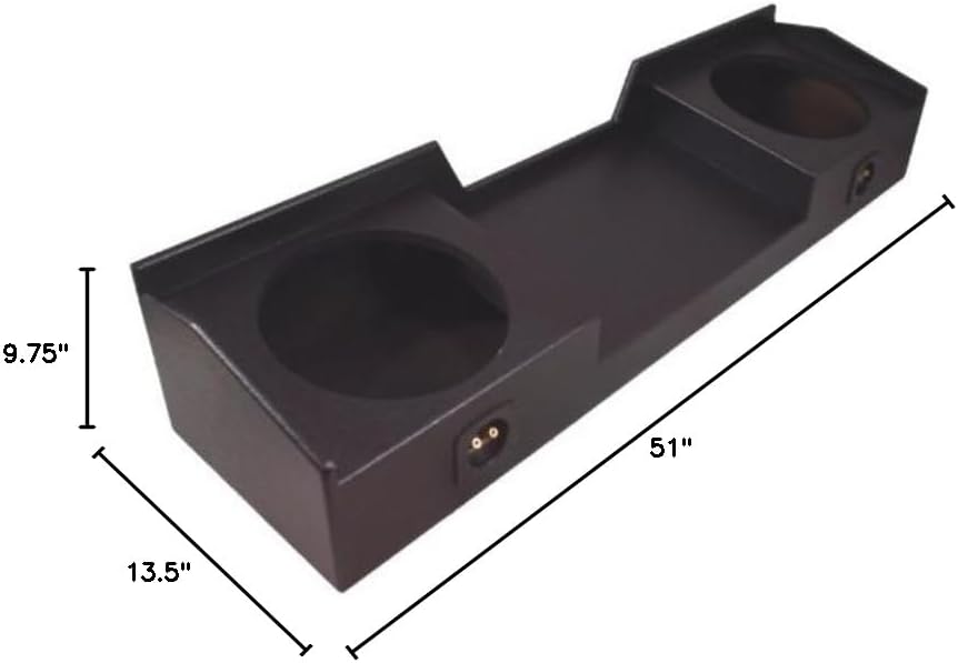 American Sound Connection Compatible with Nissan Titan King or Crew Cab Truck 2004-2015 Dual 12" Subwoofer Sub Box Speaker Enclosure - Armor Coated