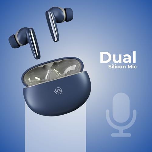 Image of OOGE Wavepods 300 TWS Earbuds - ENC Noise Cancelling, Bluetooth 5.4 EDR, 10mm Drivers, Type-C Charging, 500mAh Battery, Dual Mic, One-Touch Control, 1000-Hour Standby (Blue)