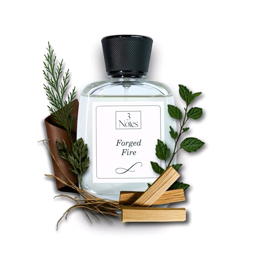 3Notes Forged Fire Perfume 100ml | Long Lasting Eau De Parfum for Men | Dark Smoky Resinous Fragrance with Leather, Amber, Vetiver & Oud Notes | Premium Bold Masculine Perfume Gift