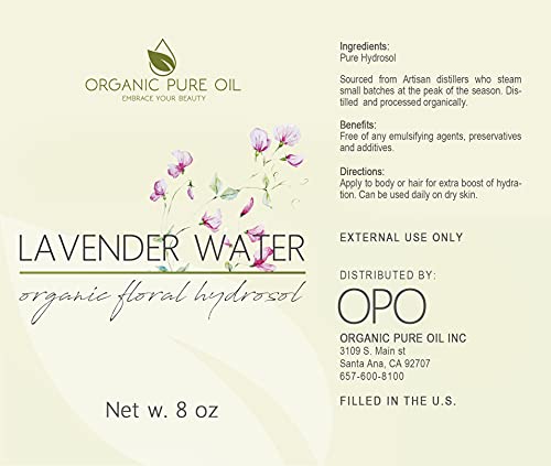 OPO Lavender Hydrosol Spray 8 oz & Sprayer Pure Steam Distilled Vegan Toner Spritz Cleanser Water Calming Toning Aromatherapy Body Mist Linens Makeup Gentle Hydrosol Water - Packaging May Vary - Image 3