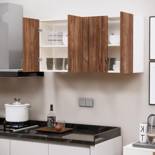 Image of Door Multipurpose Storage Cabinet & Adjustable Shelf | Space Organizer | Termites Resistance | Wall Mounted for Office, Kitchen Finish (Cochwood Brown & Highland Pine, Door 4)