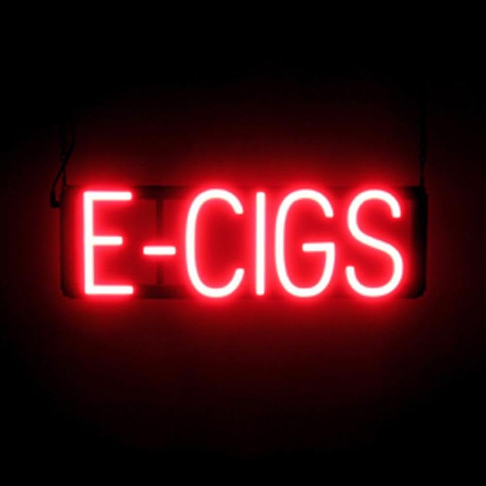 SpellBrite LED Neon E-CIGS Sign for Business - Red, 20" x 6"