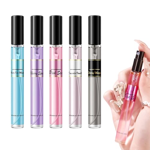 Set de perfume para mujer, 5 piezas de fragancia de larga duración, colección de niebla corporal con aromas elegantes, botellas de perfume con floral, kit de fragancia con diseño elegante, cuida