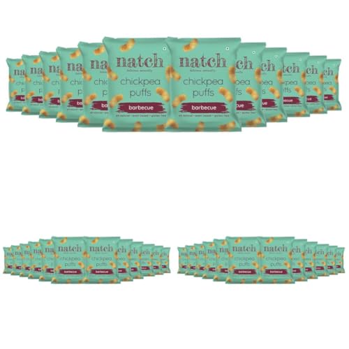 Image of Natch Chickpea Protein Puffs, Healthy Snacks, Rich in Fiber, Not Fried Not Baked Gluten Free, Vegan, Trans Fat Free, Barbecue, 20g each (Pack of 36)