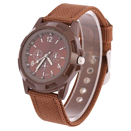 Sports Watch, Military sty1e Round Analog Wristwatch, watertight Sport Watches with for long-lasting Nylon Strap Electronic Movement for Accurate Timekeeping(coffee)3