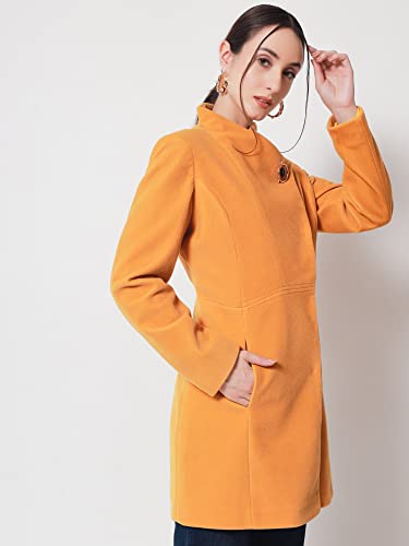 Image of Beatnik Wool Solid Shawl Collar Mustard Women Full Sleeve Blazers