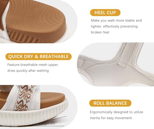 Image of KuaiLu Womens Orthopedic Walking Sandals with Comfortable Arch Support Plantar Fasciitis Relief Summer Outdoor Hiking Sport Recovery Adjustable Strap Athletic Chunky Cushion Shoes