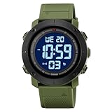 TONSHEN Unisex LED Elektronik Digitaluhr Outdoor Wasserdicht Sportuhr Doppelte Zeit Alarm Countdown Stoppuhr Plastik Uhren (Grün 2)
