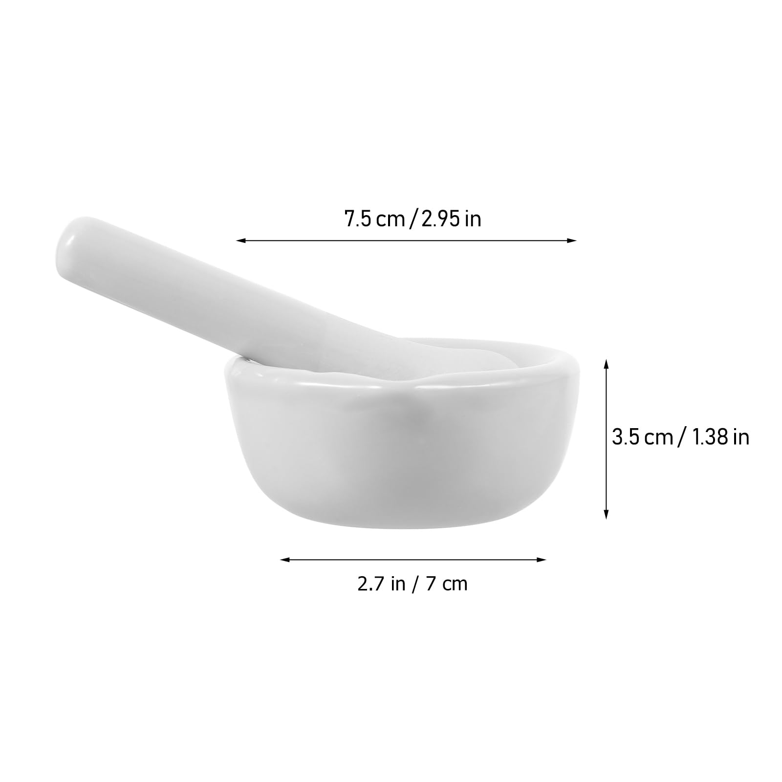 Cabilock Mörser mit Stößel aus Porzellan, Ø 7.5cm Kleiner Tablettenmörser Set für Medikamente, Pillenzerkleinerer und Gewürze, Ergonomische Reibschale für Küche, Labor und Schluckhilfe, Weiß
