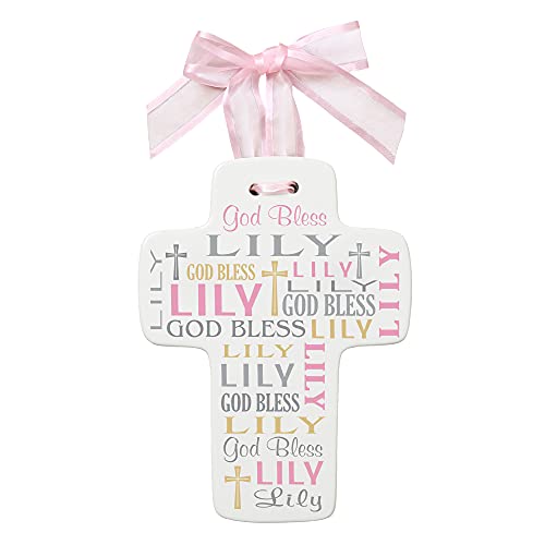 Let's Make Memories Personalized Newborn Cross - Religious Keepsake - Hanging Cross - Pink - Customize with Name - 8.25” x 10.5”