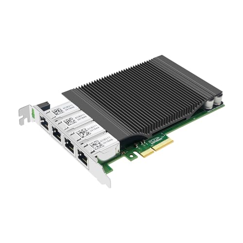 Buacoz PCIe X4 Quad-Port Gigabit Network Card POE Powered Server with Intel I350-T4 RJ45 NIC Card LAN Ethernet Adapter Support Windows Server Linux Ubuntu VMware
