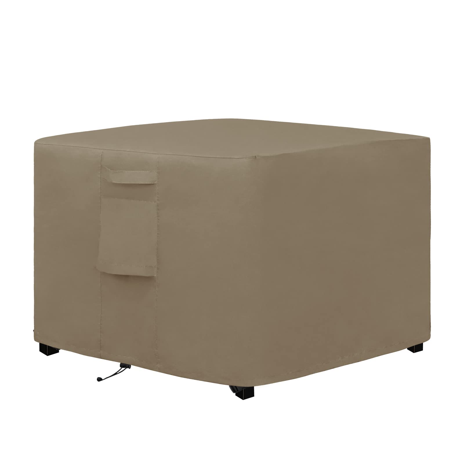 Easy-Going Copertura quadrata per braciere da esterno, 100 cm x 110 cm x 24 cm H, resistente copertura per focolare a gas per esterni, impermeabile e resistente alle intemperie per braciere, cammello