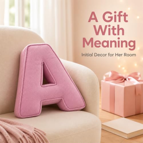 Pink Letter Plush Pillow, Letter Hugging Throw Pillows, Decorative Corduroy Initial Letter Shaped Throw Pillows, Letter Pillows English Alphabet A to Z for Sofa Bedroom Living Room Decor (L) by Shapeazy - Used condition - Image 5