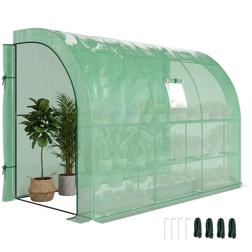 Outsunny 10' x 5' x 7' Lean to Greenhouse, Walk-in...