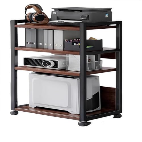 パソコンワゴン PCワゴン CPUワゴン サイドワゴン キャスター付き pcラック 木製 パソコンラック プリンター台 袖机 デスクサイド収納棚 ストッパー付き 棚板高さ調節可能 移動便利 3段 取っ手付き 高さ調節可能 実用 (4階-51*30*90cm