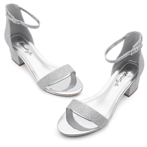 Image of Herstyle Low Block Heels for Women - 2.25 Inch Open Toe Chunky Heel Sandals with Dressy Ankle Strap for Wedding, Prom, Party & Office