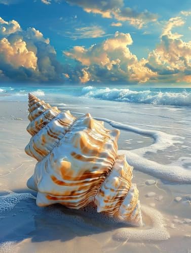 Diamond Painting complet conque plage de 40x55cm pour loisirs créatifs adultes