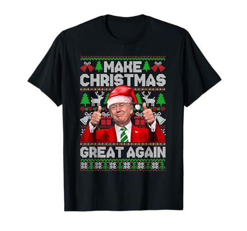 Make christmas great again funny trump xmas snow pigiama ugly maglietta