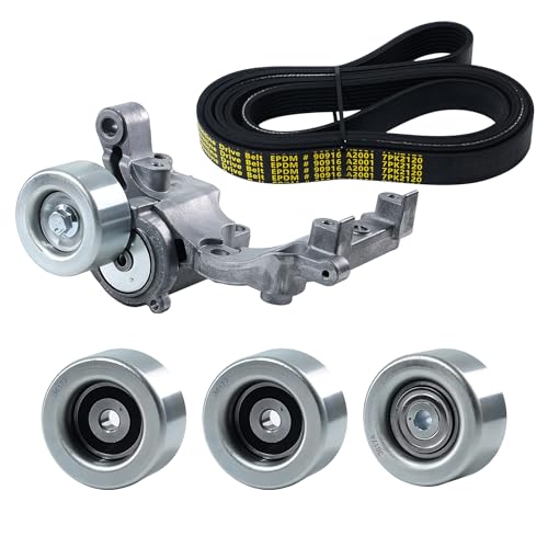Image of Serpentine Belt Drive Component Kit with Tensioner & Idler Pulley, Fit Toyota 4Runner 2004-2009, Tacoma 2005-2015, Tundra 2005-2010, FJ Cruiser 2007-2009, V6 4.0L, Replace 90K-38411