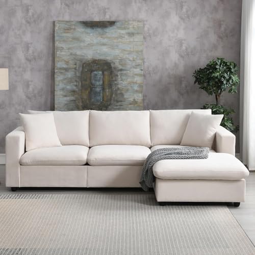 Tmsan 100.4" Beige Cloud Couches for Home Living Room Sofa