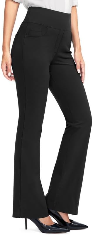 Rammus Womens High Waist Yoga Dress Pants with Pockets Stretch Work Pants for Women Bootcut Leg Slacks for Office Casual - Image 6