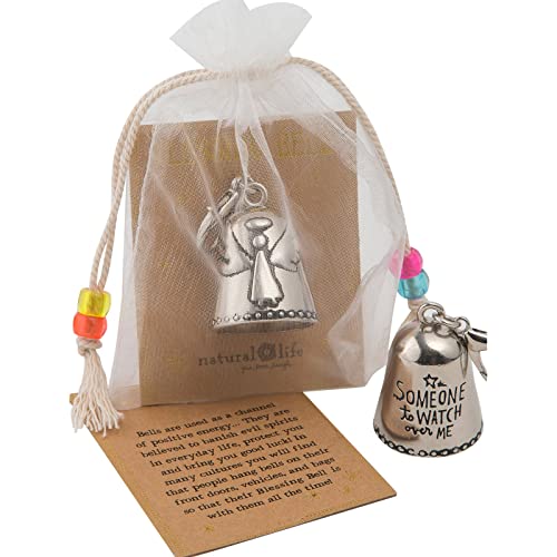 Campana de bendición para amigos con ángel, campana de bendición de ángel, siempre contigo, pequeña campana de plata, regalo adecuado para amigos o seres queridos (A, talla única)