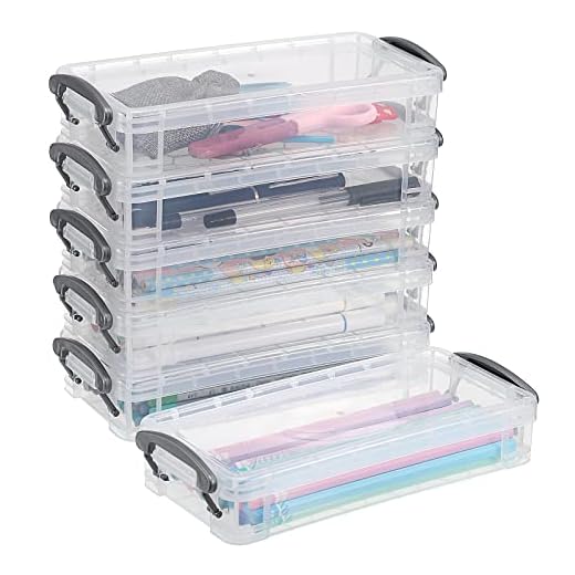 BTSKY - Caja organizadora con 6 compartimentos para almacenamiento de lápices, translúcida